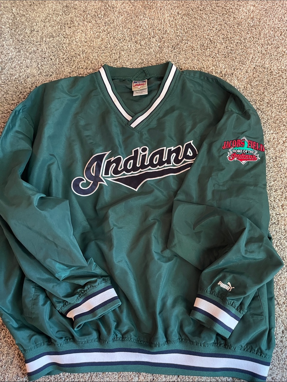 Puma Green Pullover Jacket with Navy & White Accents